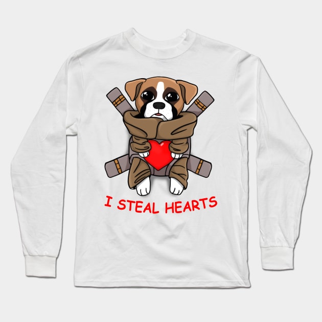 I Steal Hearts Valentines Day baby Boxer dog Lover gift T-Shirt Long Sleeve T-Shirt by nayakiiro